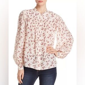 FRAME Voluminous Blouson-Sleeve Floral Silk Blend Blouse | Women’s Size M